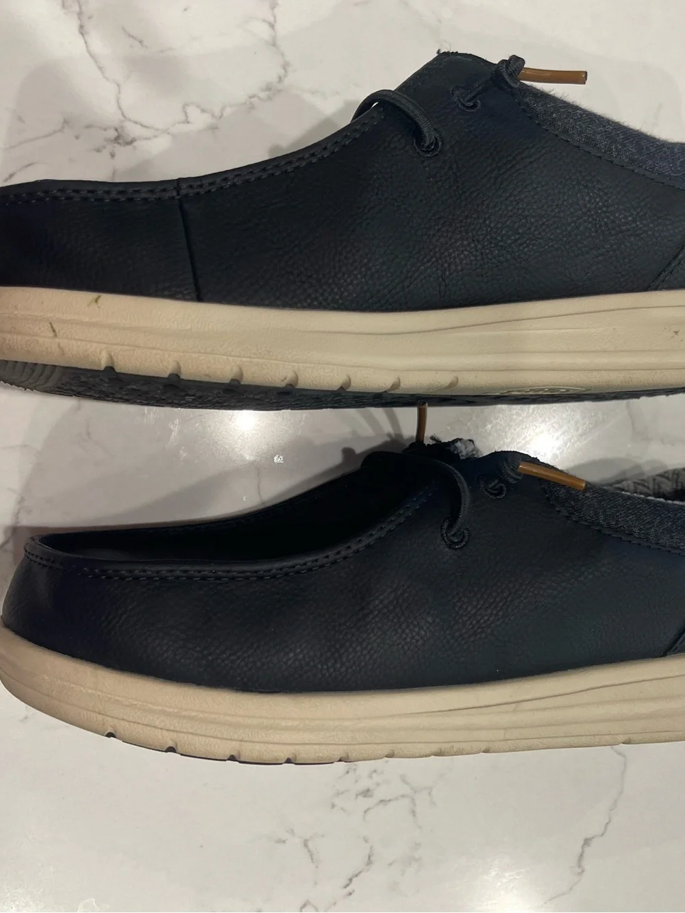 Hey Dude Black Men's Slip-On Loafers with Tan Accents